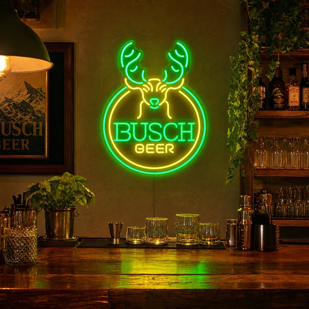 "Birra E Bar A Testa Di Cervo" Insegna al neon