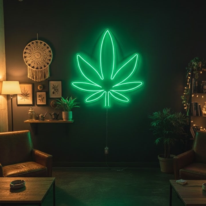 "Bar Aperto Per La Marijuana" Insegna al neon