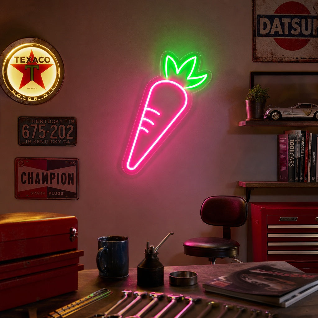 "Carota Vegetale, Decorazione Camera Bambini" Insegna al neon
