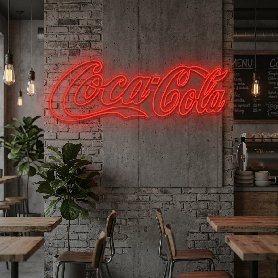 Insegna neon rossa Coca-Cola script logo