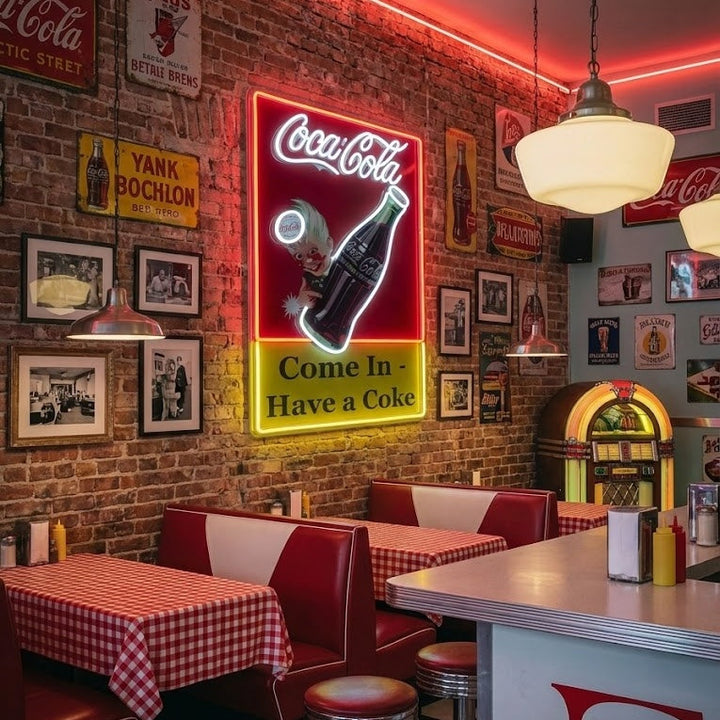 "Come In Have A Coke, logo del negozio" Insegna al neon a LED stampata con UV
