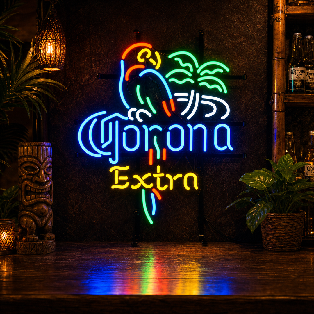"Corona Extra Parrot Beer" Insegna al neon