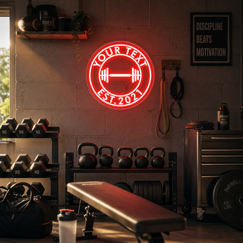 "Your Text, Fitness Personalizzato, Palestra Personalizzata" Insegna al neon