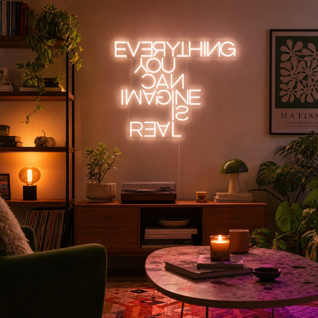 "Everything You Can Imagine Is Real" Insegna al neon