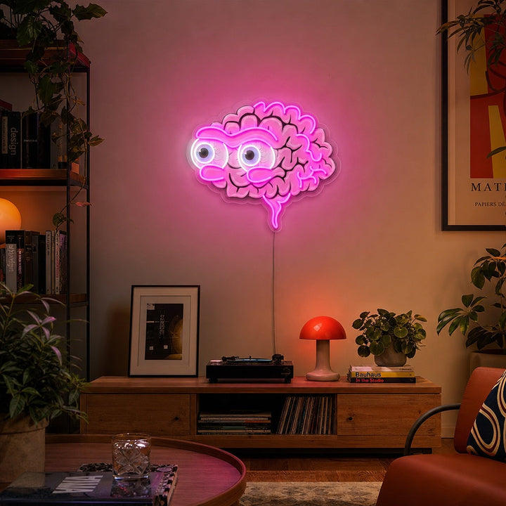 "Cervelli bulbi oculari" Insegna al neon a LED stampata con UV