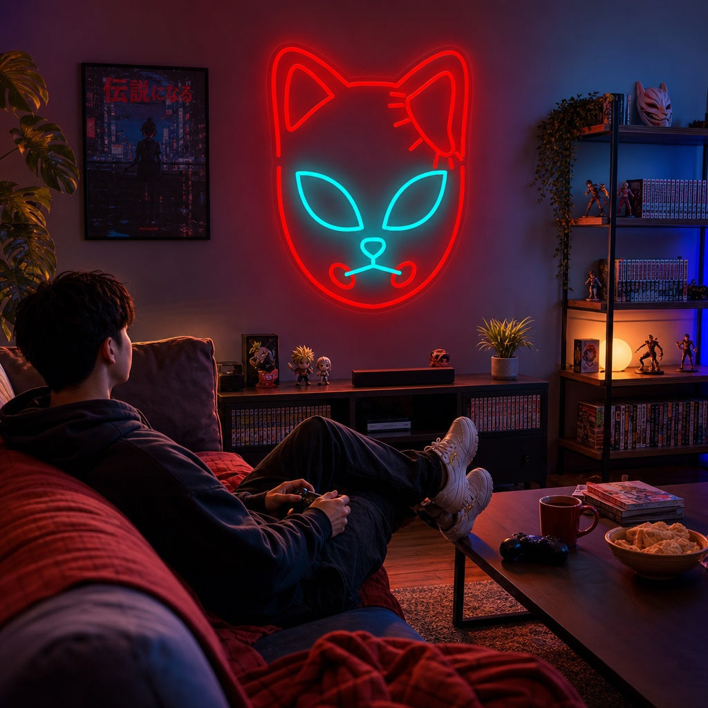 "Maschera Di Volpe, Manga Anime" Insegna al neon