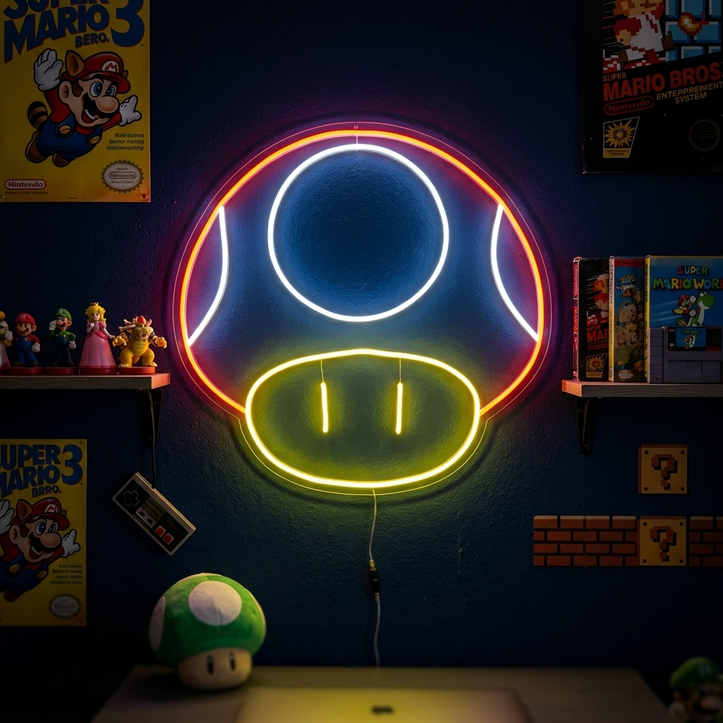 "Mushroom, Arredamento Per Sala Giochi" Insegna al neon