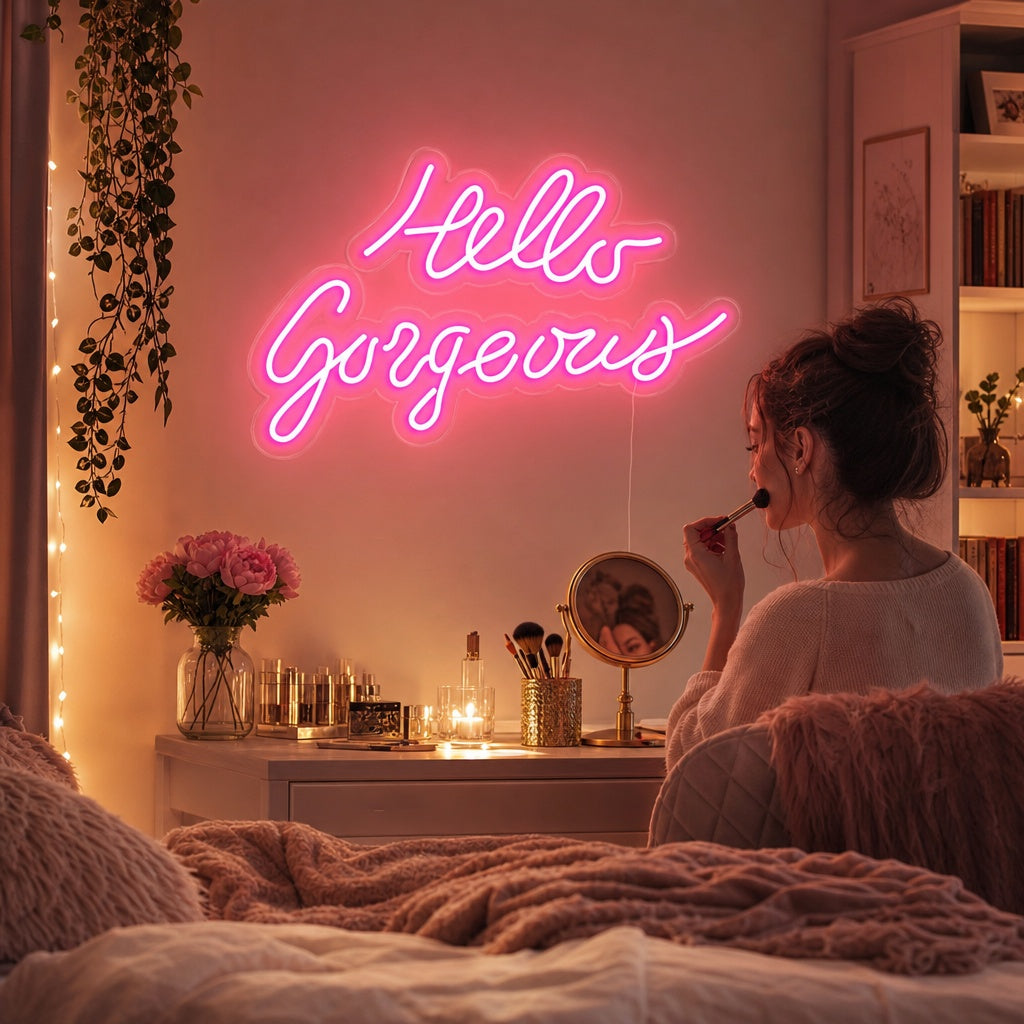 "Hello Gorgeous" Insegna al neon