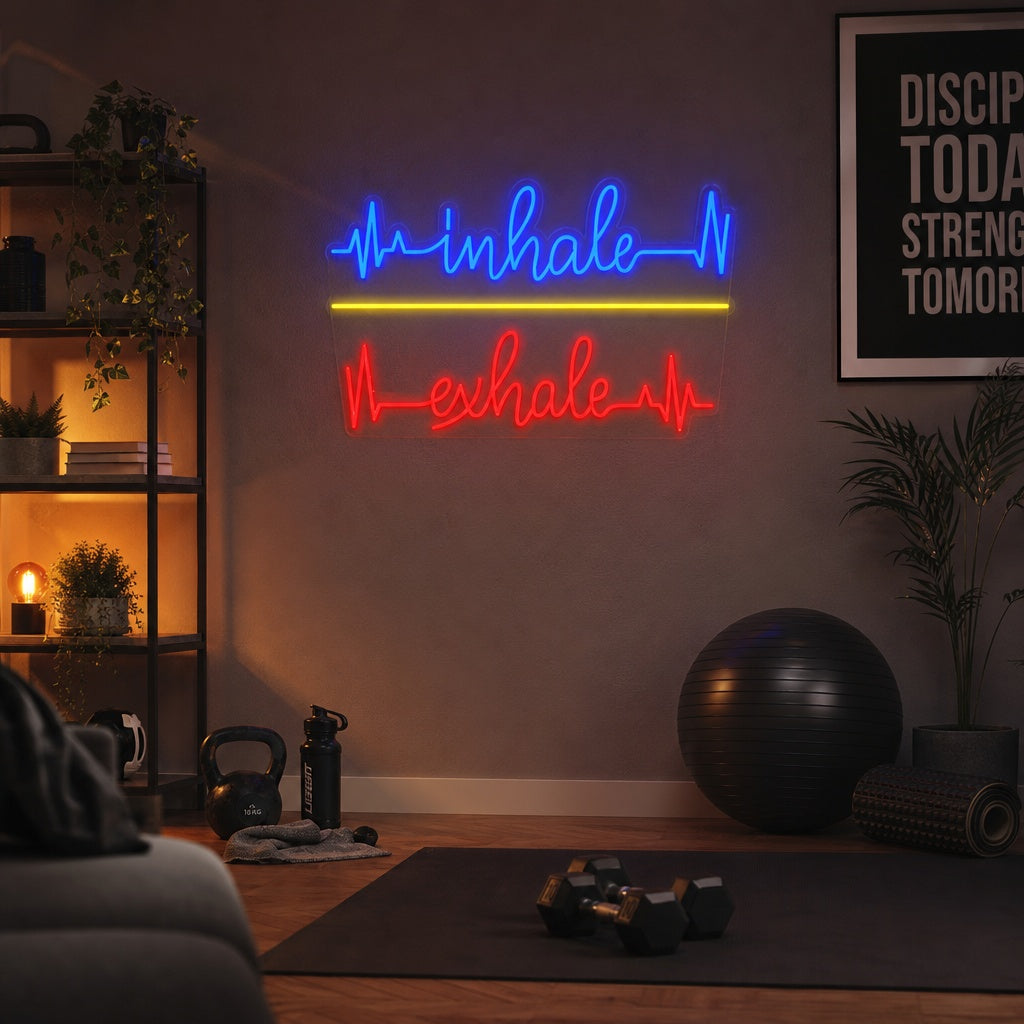 "Inhale Exhale, Battito cardiaco" Insegna al neon