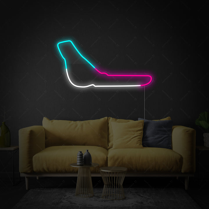 Insegna neon LED circuito F1 Monza Italia bicolore