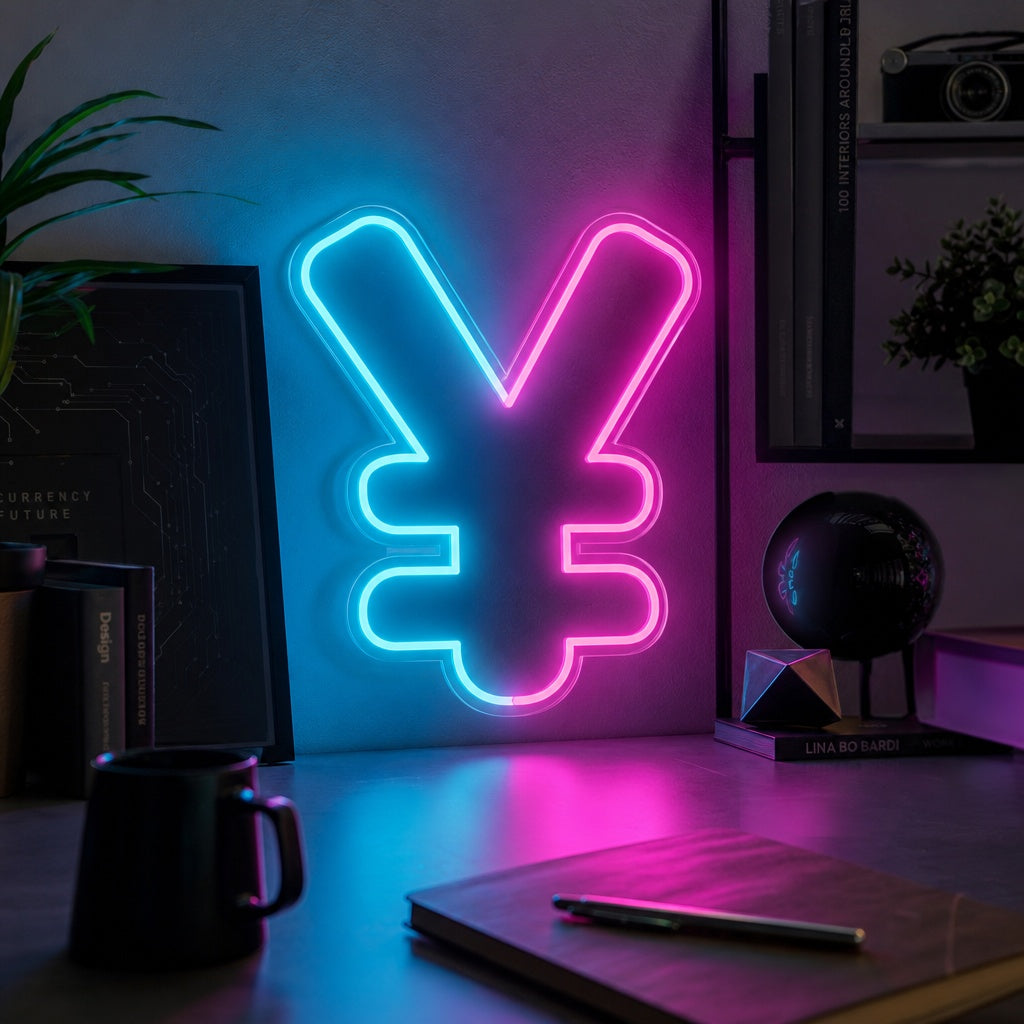 "Simbolo Yen Giapponese" Insegna al neon