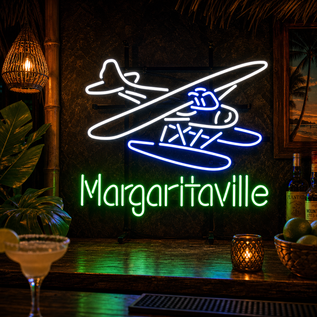 "Jimmy Buffett Margaritaville Aereo Birra" Insegna al neon