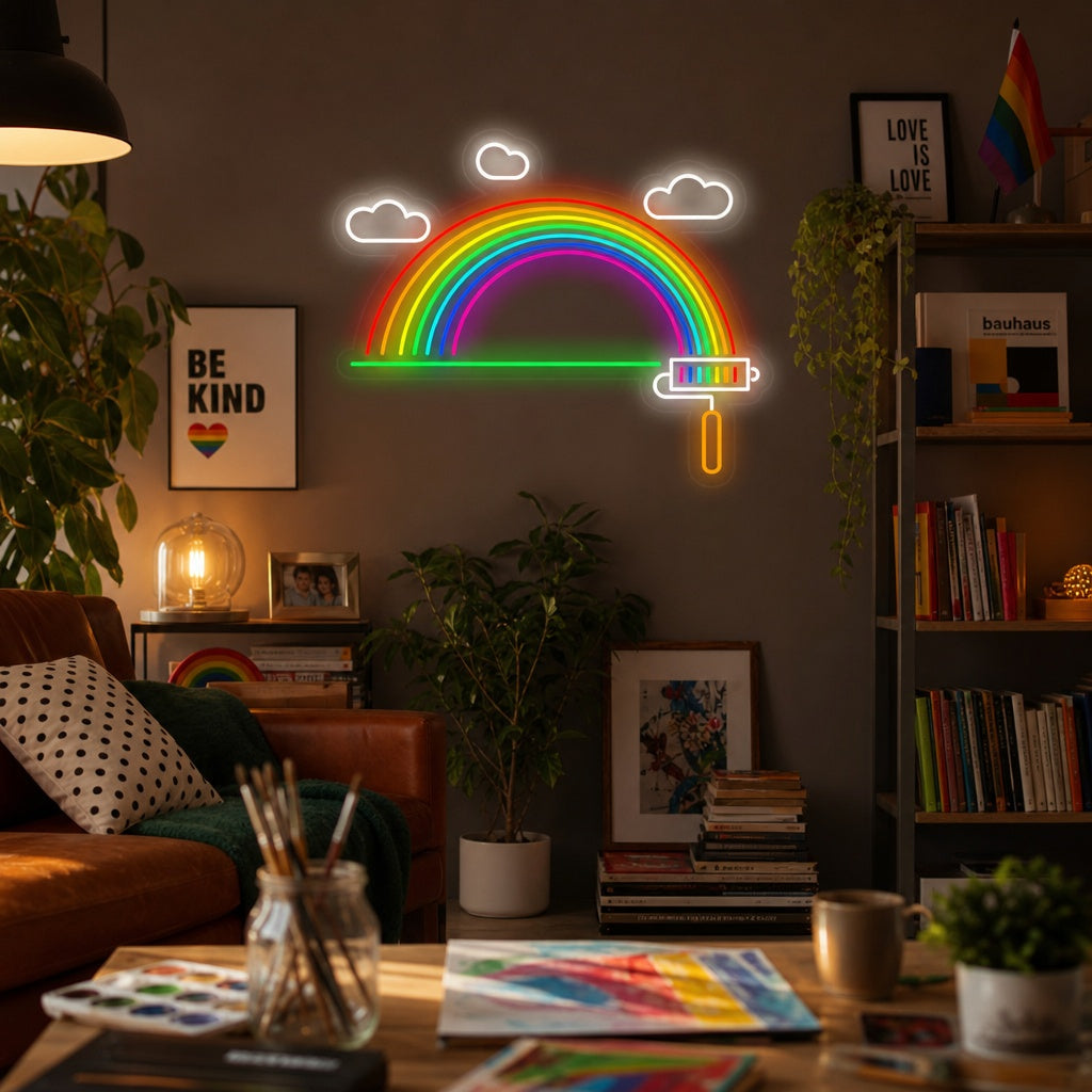 "Bandiera Arcobaleno Lgbt Pride Unica" Insegna al neon
