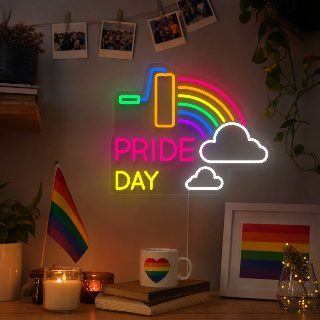"LGBT, Pride Day, Arcobaleno" Insegna al neon