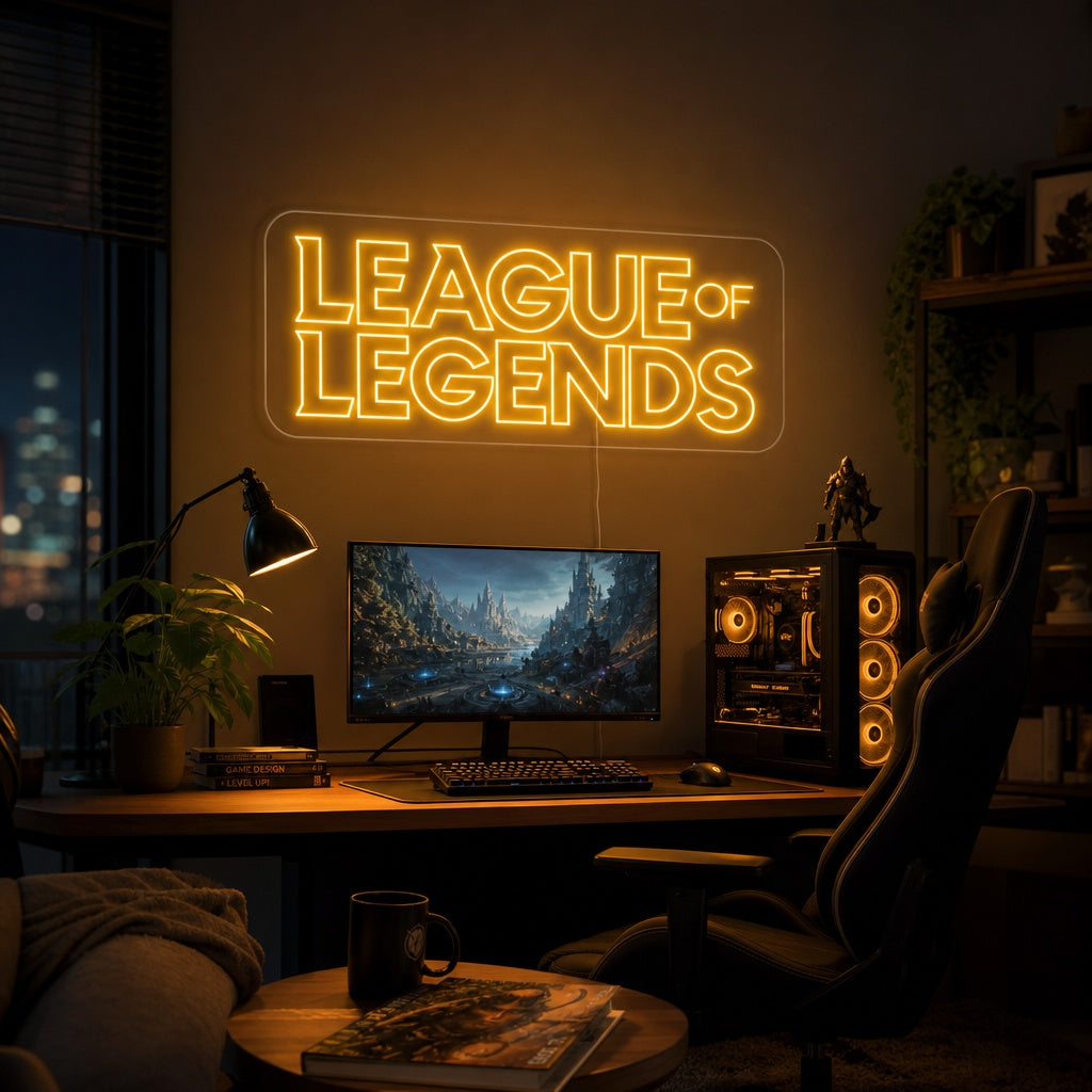 "League of Legends, Arredamento Per Sala Giochi" Insegna al neon