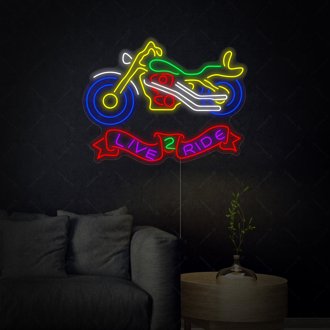 "Live 2 Ride, Motocicletta" Insegna al neon