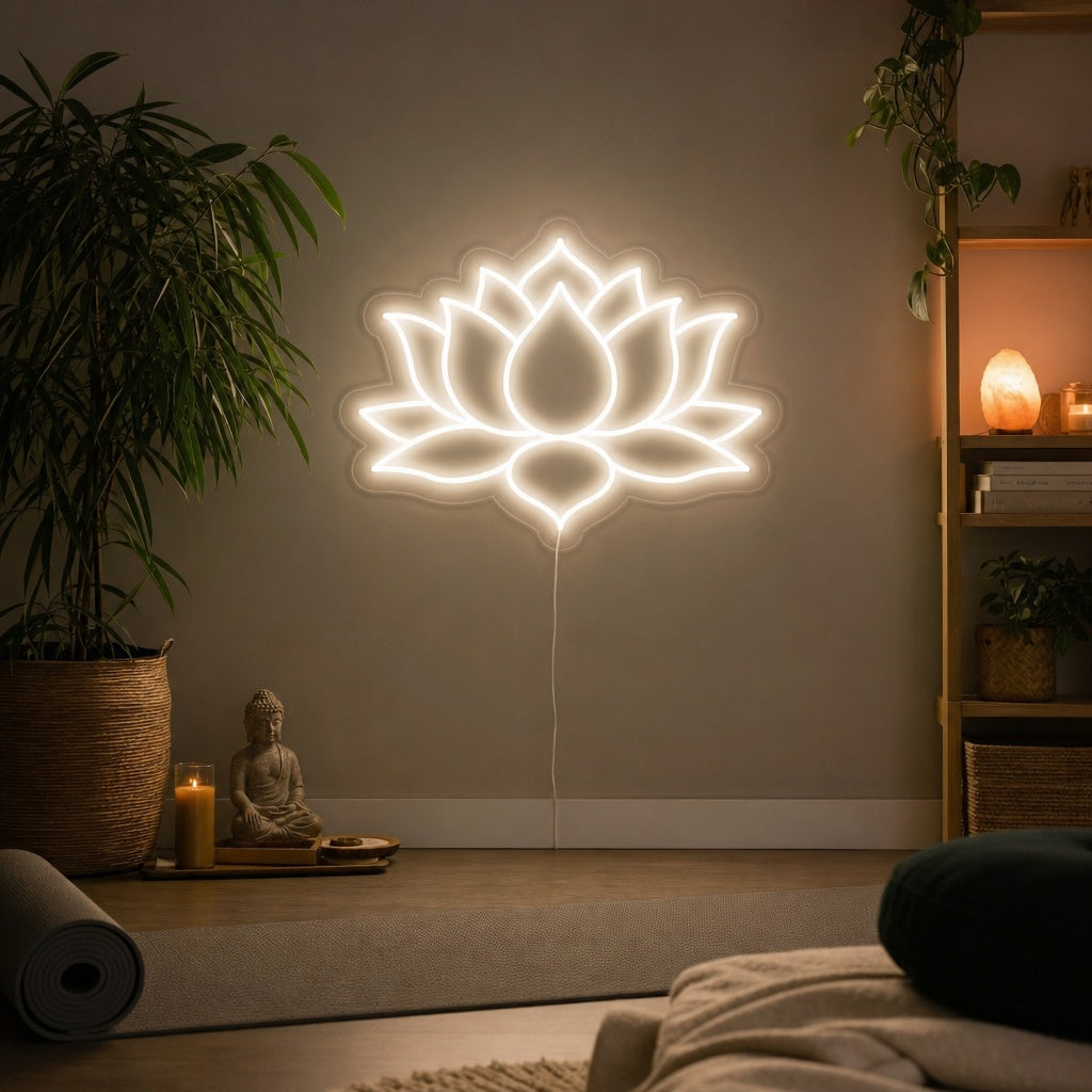 "Fiore Di Loto Yoga, Decorazioni Yoga" Insegna al neon