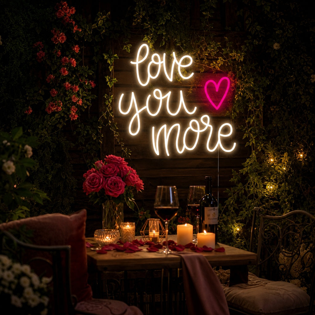 "Love You More Heart" Insegna al neon