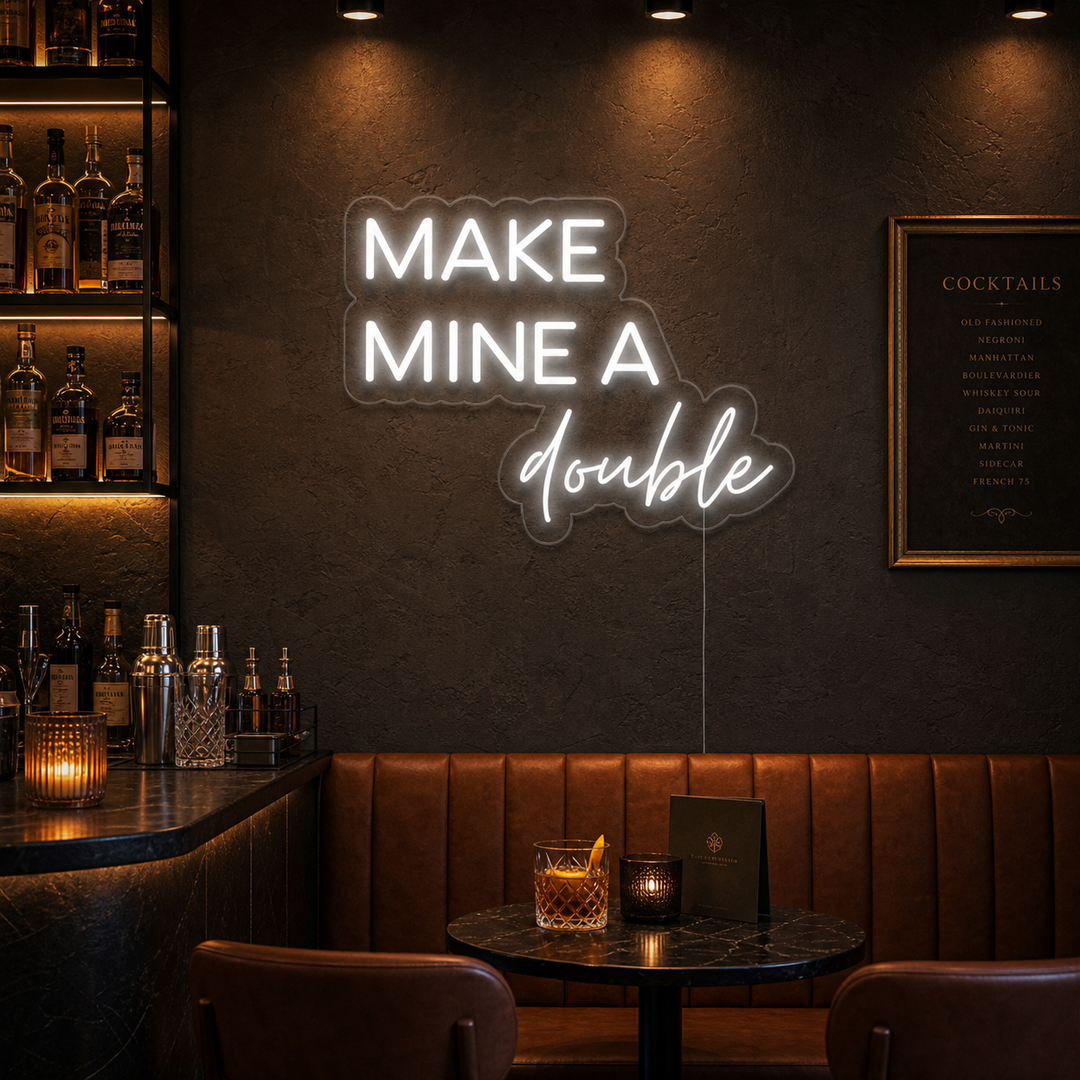"Make Mine A Double Bar" Insegna al neon