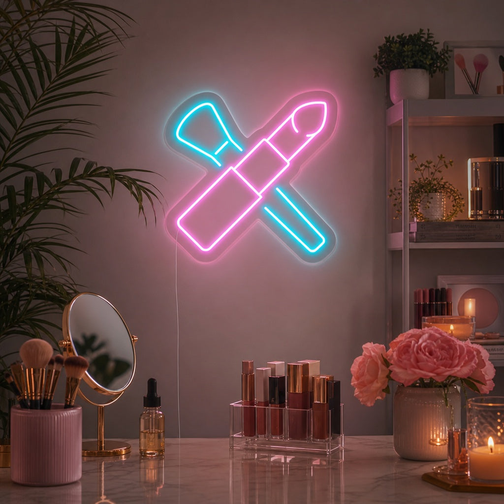 "Pennelli Per Il Trucco, Rossetto" Insegna al neon
