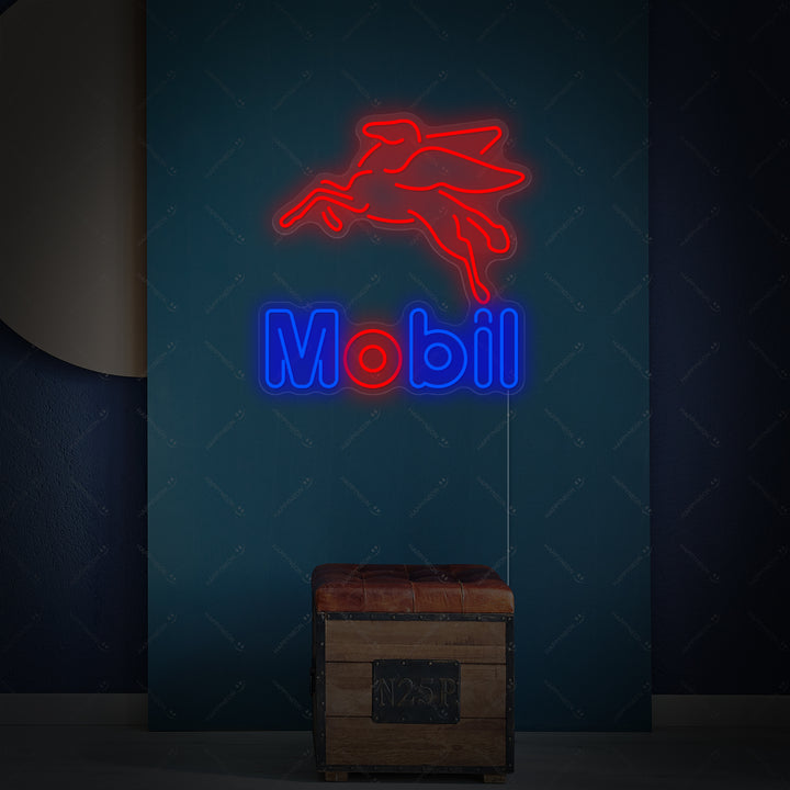 "Mobil, Negozio Di Petrolio E Gas" Insegna al neon