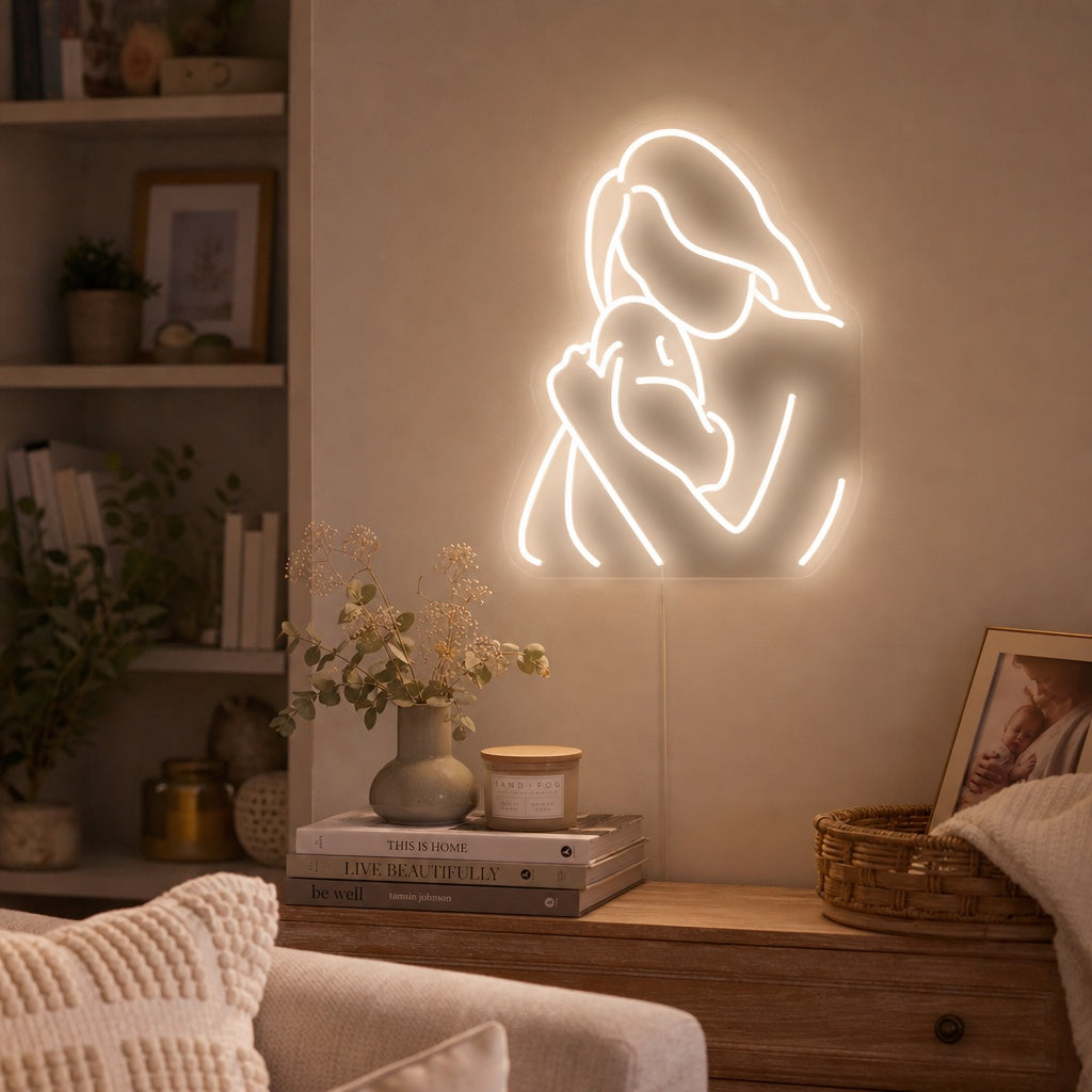 "Mamma Abbraccio Bambino" Insegna al neon