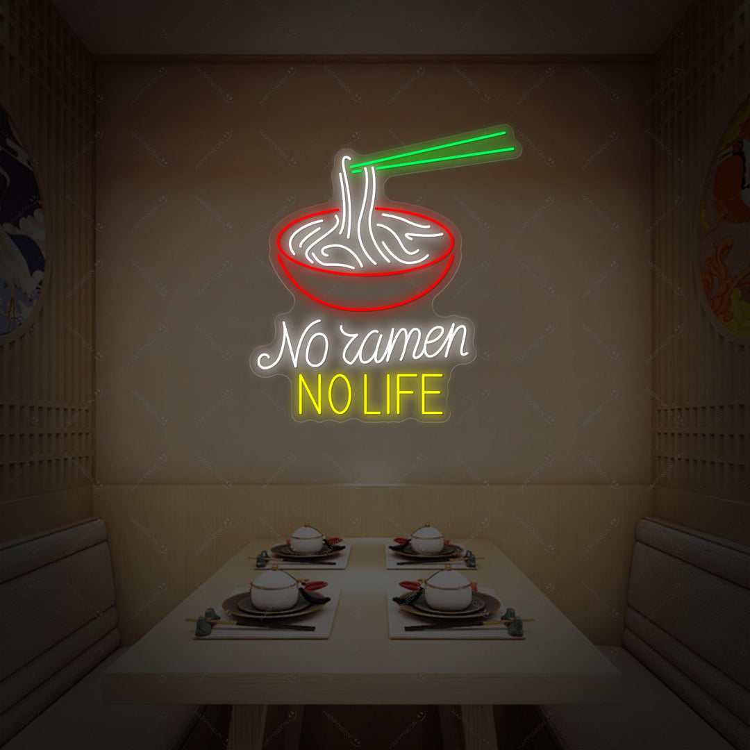 No Ramen No Life Insegna al neon, Decorazione ristorante giapponese