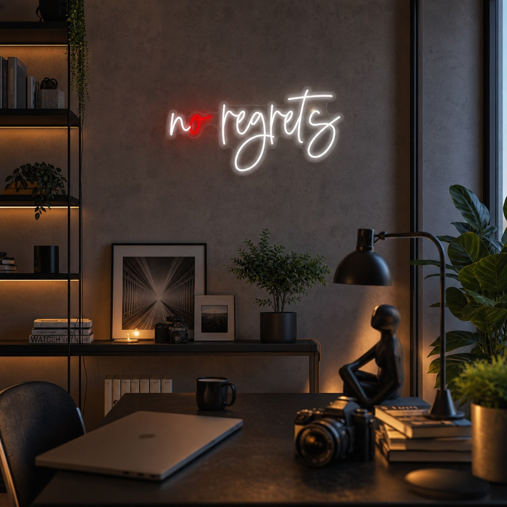"No Regrets" Insegna al neon