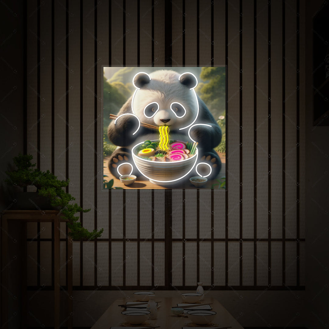 Panda e Ramen Insegna al neon, Decorazione ristorante giapponese