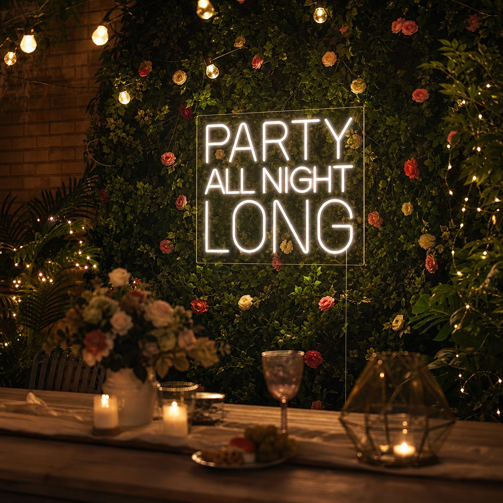 "Party All Night Long" Insegna al neon