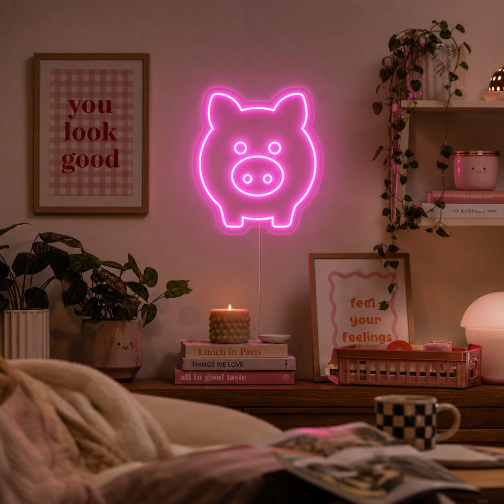 "Maiale Rosa" Insegna al neon