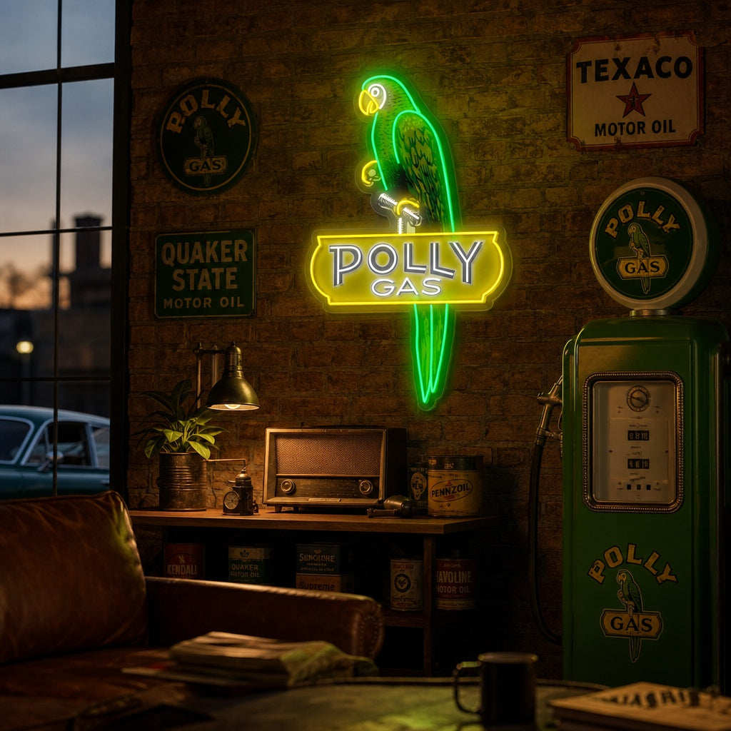 "Poll Gas logo" Insegna al neon a LED stampata con UV
