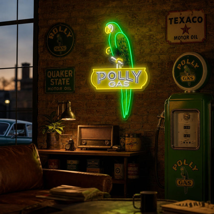 "Poll Gas logo" Insegna al neon a LED stampata con UV