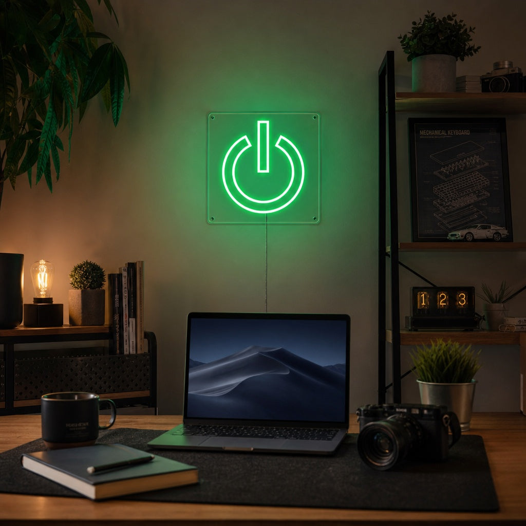 "Pulsante Di Accensione, Arredamento Per Sala Giochi" Insegna al neon