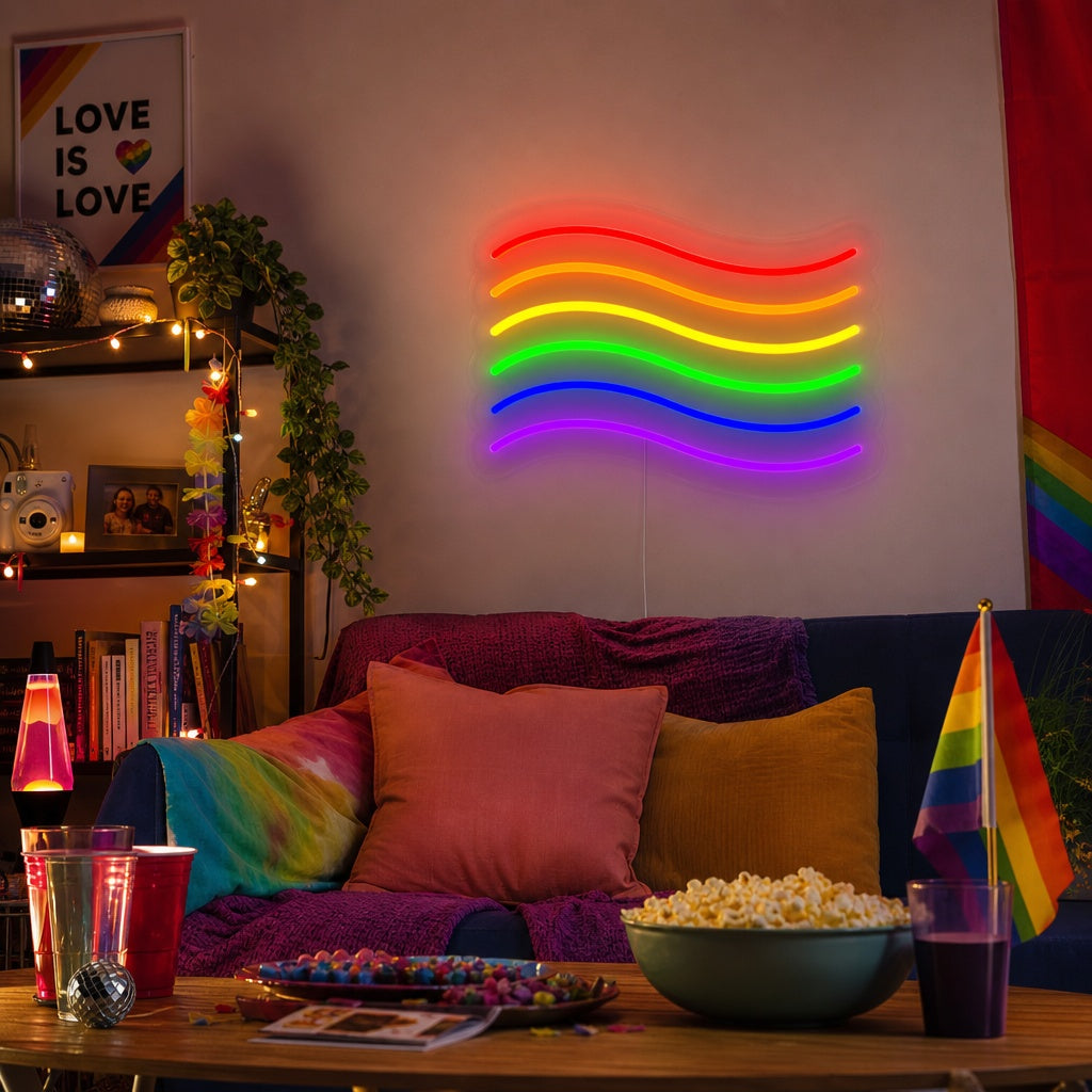 "Bandiera Arcobaleno Lgbt Pride Unica" Insegna al neon