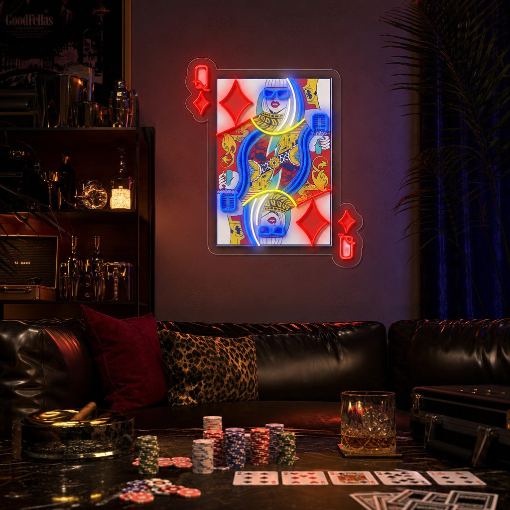 "Q di glam, pop star idolo" Insegna al neon a LED stampata con UV