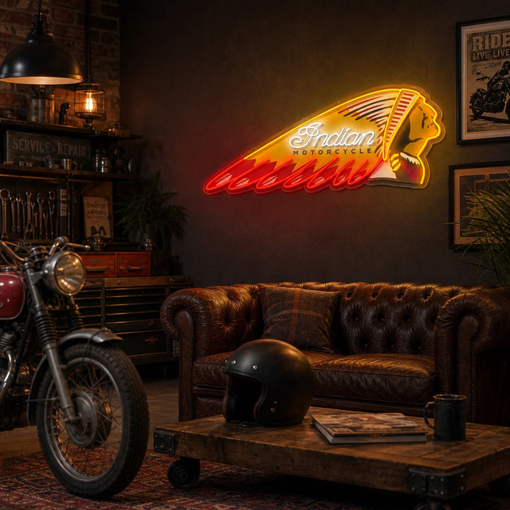 "Motocicletta retrò" Insegna al neon a LED stampata con UV