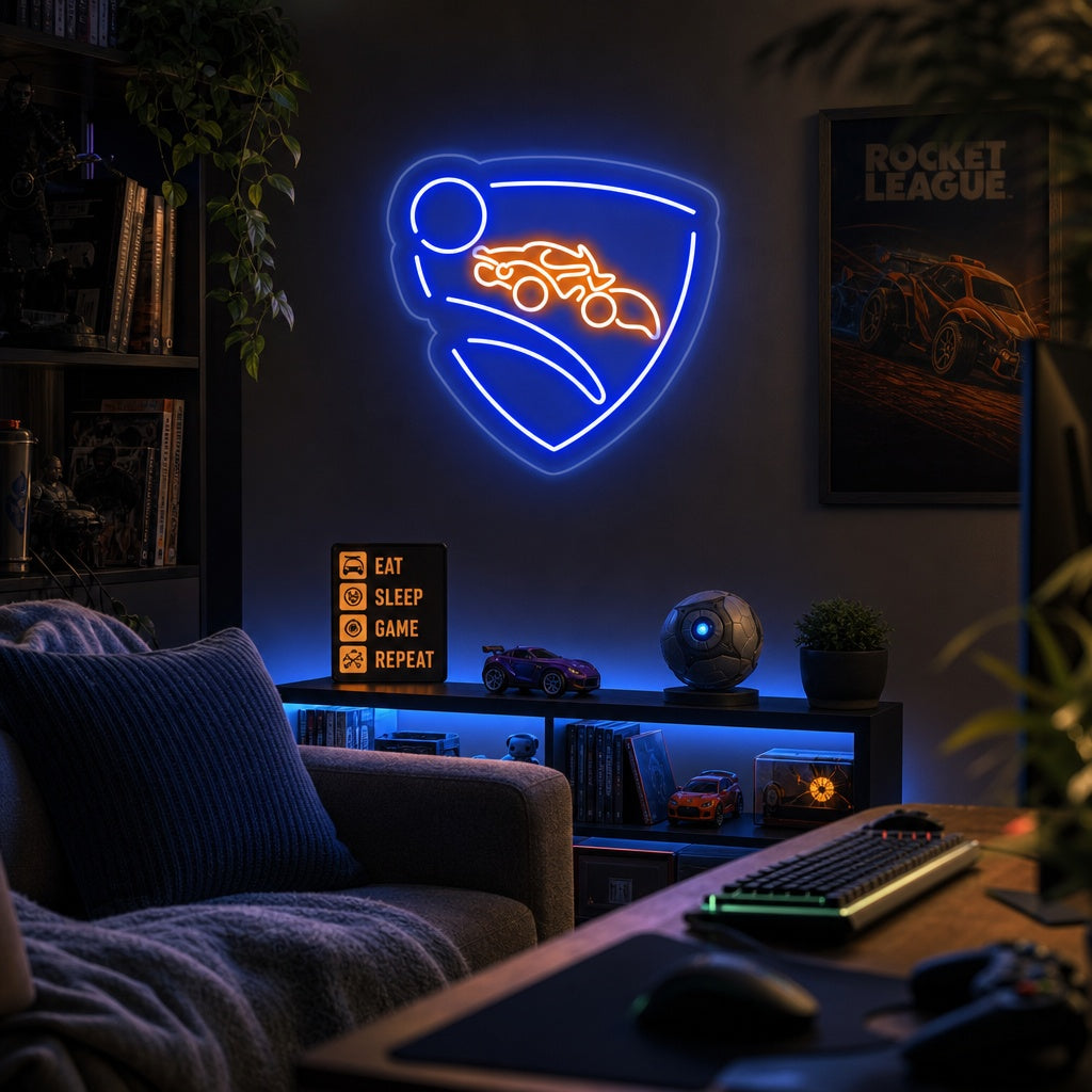 "Rocket League, Arredamento Sala Giochi" Insegna al neon