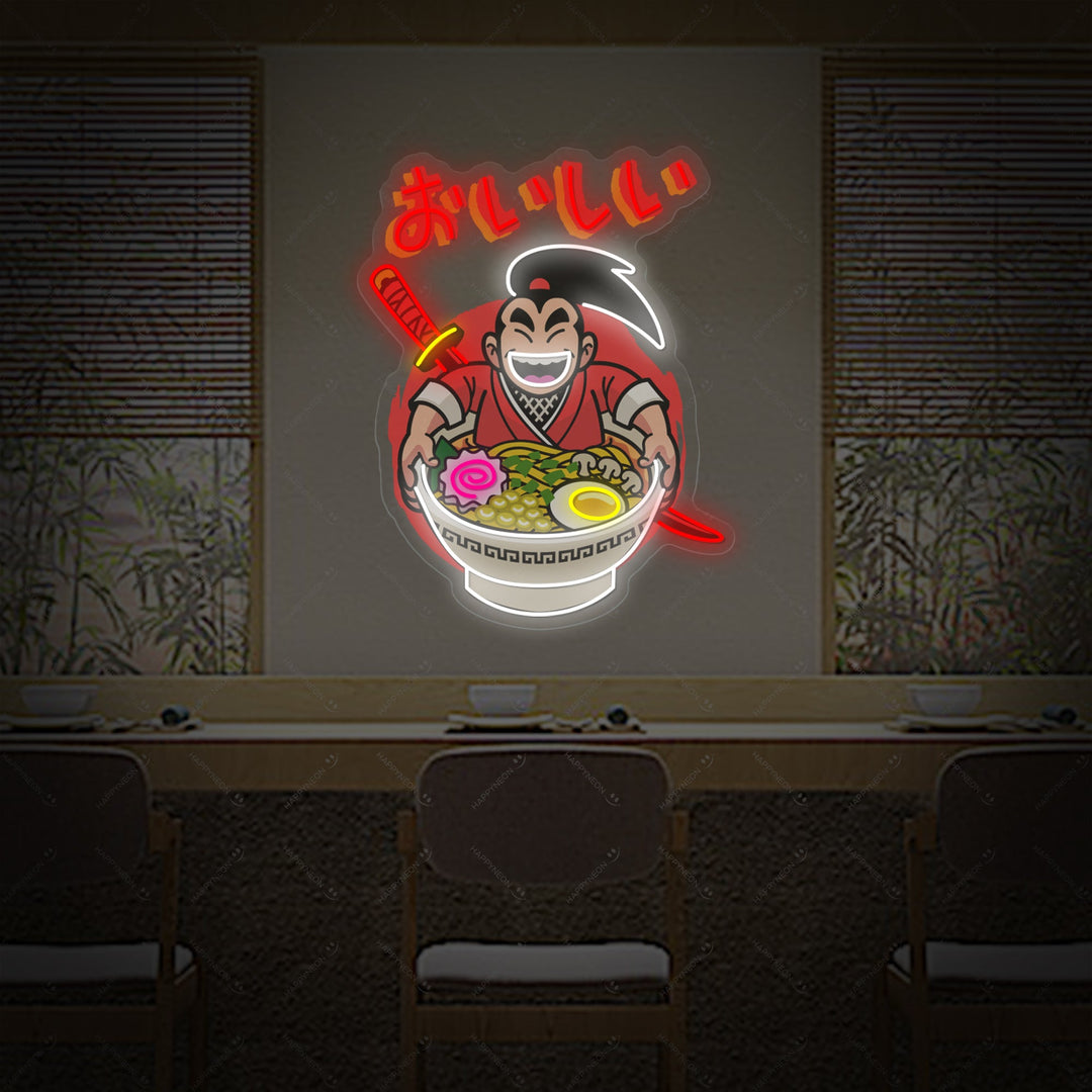 Samurai Ramen Insegna al neon, Decorazione ristorante giapponese