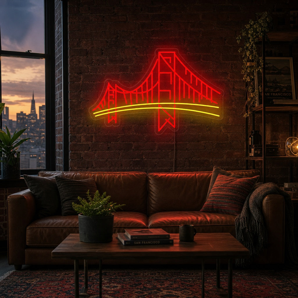 "Ponte Di San Francisco Golden Gate" Insegna al neon