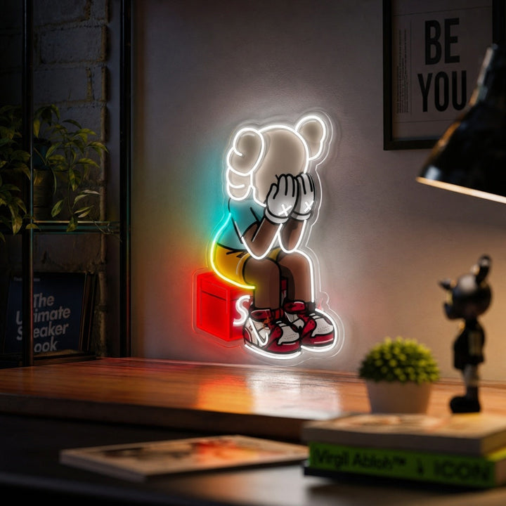 "Seduto kaw" Insegna al neon a LED stampata con UV