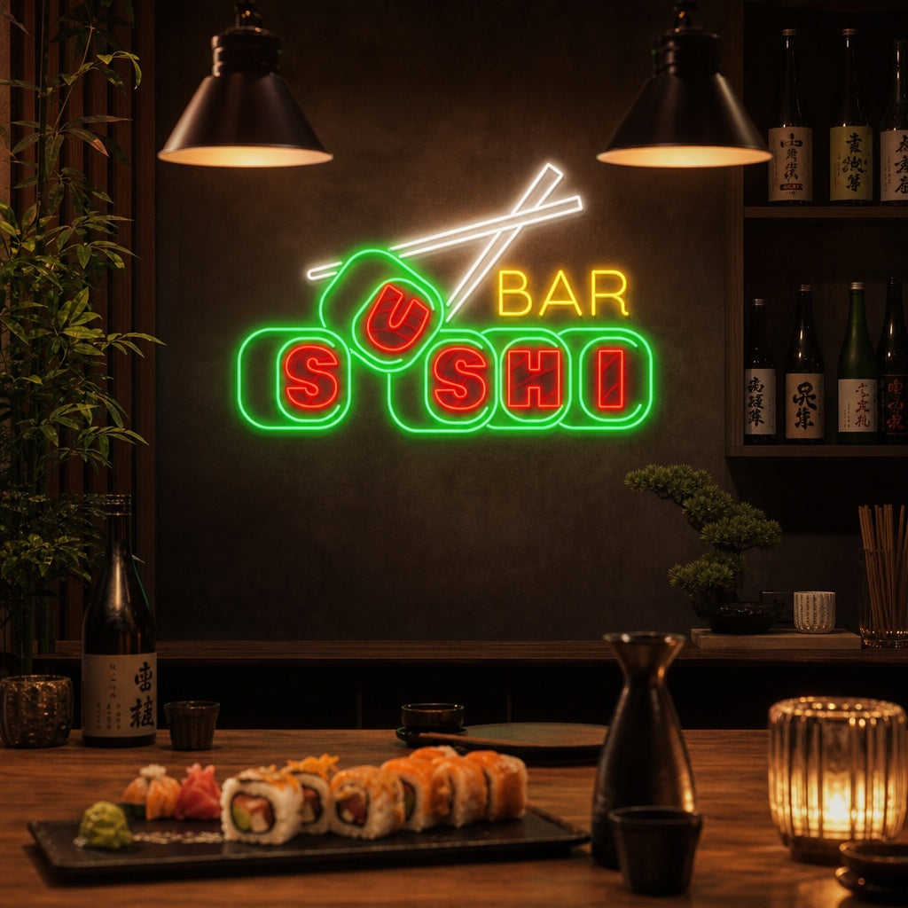 Sushi Bar Insegna al neon, Decorazione ristorante giapponese