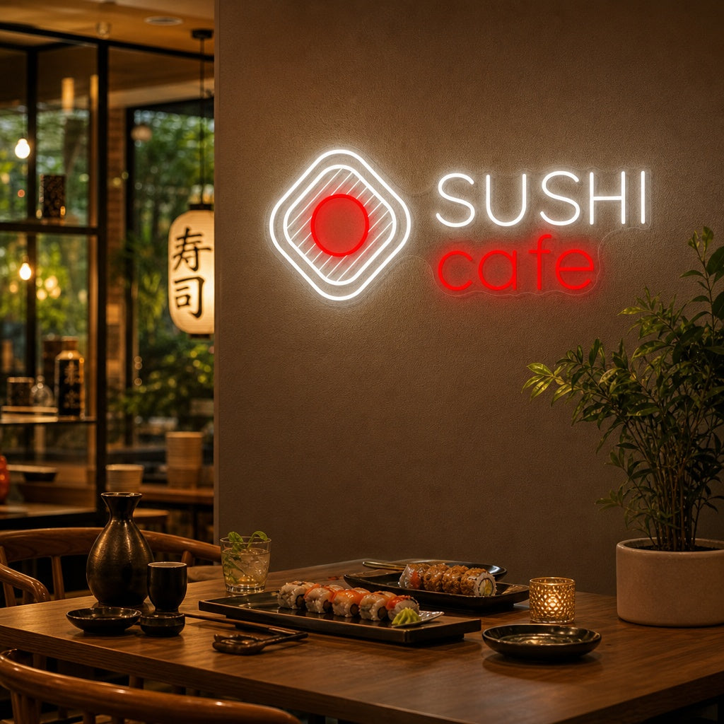 Sushi Cafe Insegna al neon, Decorazione ristorante giapponese