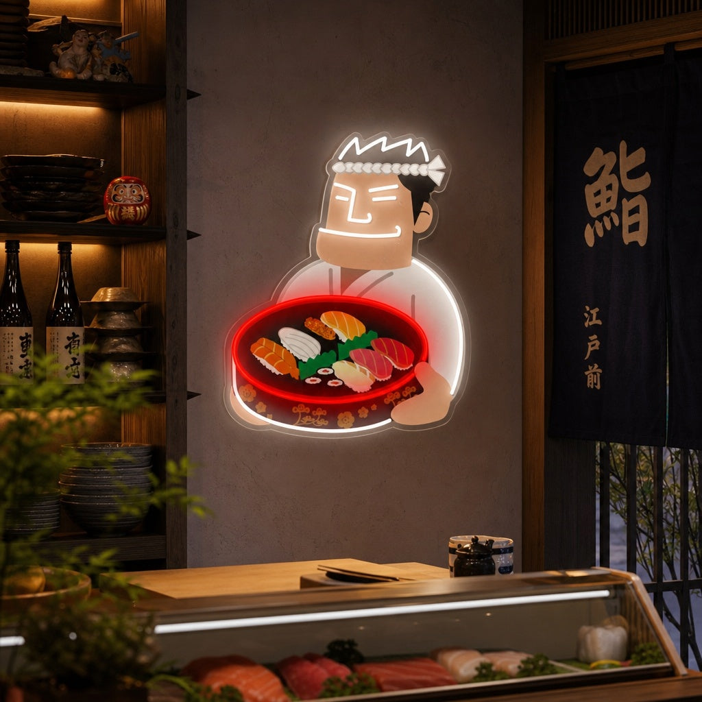 Sushi Chef Insegna al neon, Decorazione ristorante giapponese