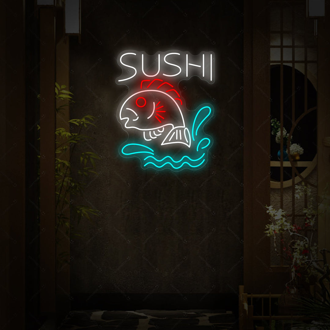 Sushi Pescheria Insegna al neon, Decorazione ristorante giapponese