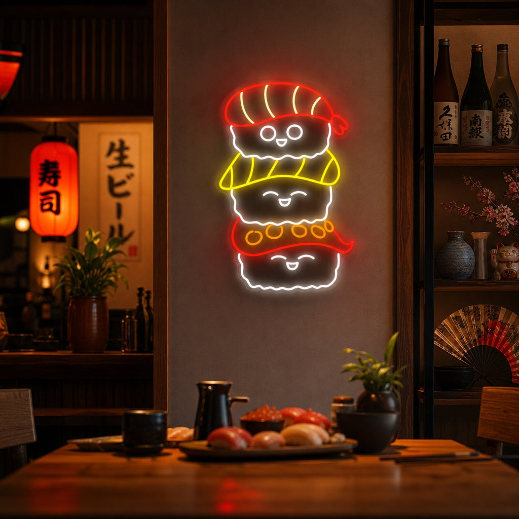 Sushi Insegna al neon, Decorazione ristorante giapponese