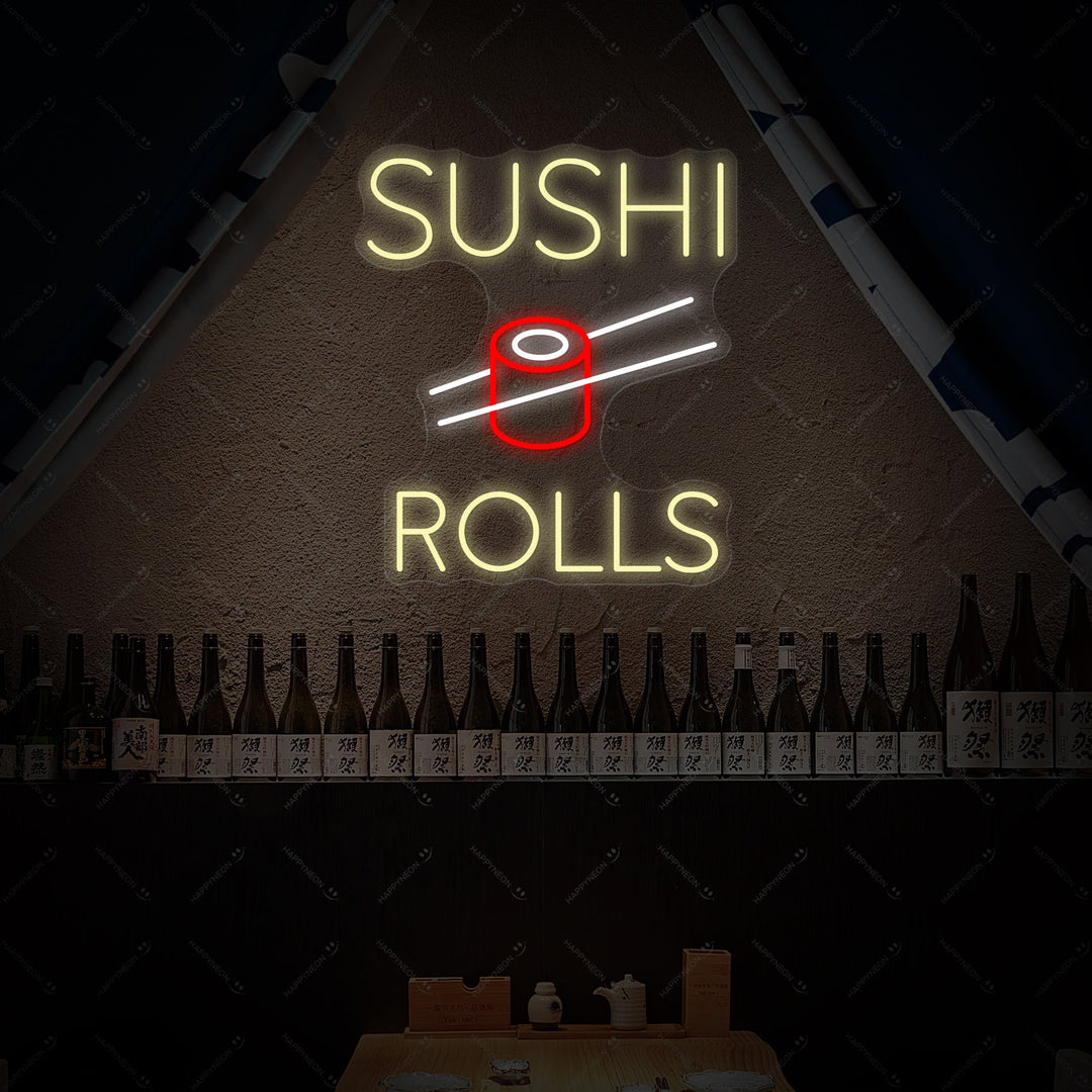 Sushi Rolls Insegna al neon, Decorazione ristorante giapponese