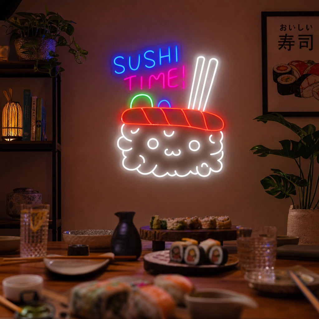 Sushi Time Insegna al neon, Decorazione ristorante giapponese