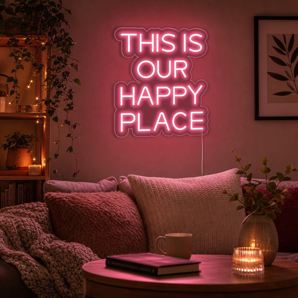"This is Our Happy Place" Insegna al neon