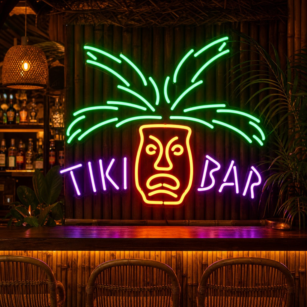 "TIKI Bar Paradise Palm Birra" Insegna al neon
